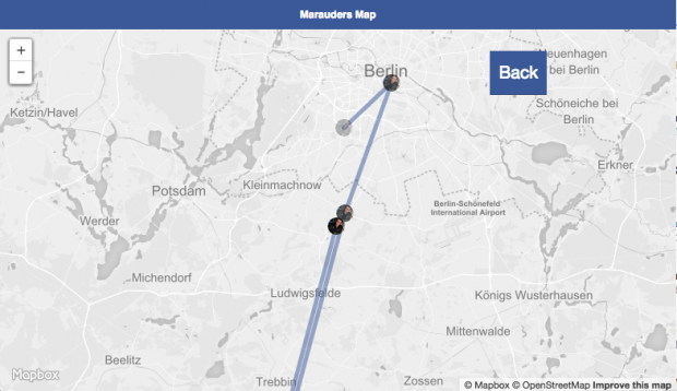 Mit der Chrome-Erweiterung Marauder's Map lassen sich Bewegungsprofile von Facebook-Nutzern erstellen. (Screenshot: Golem.de)